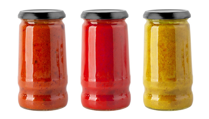 Sauces in jars manufactured by food processor